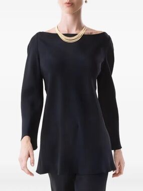 Peter Cohen Silk Par blouse Classic old money quiet luxury Boatneck Tunic Top M